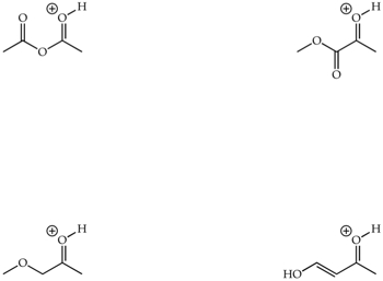 image of acetic anhydride oxonium, (1-methoxy-1-oxopropan-2-ylidene)oxonium�, (1-methoxypropan-2-ylidene)oxonium, and (E)-(4-hydroxybut-3-en-2-ylidene)oxonium��